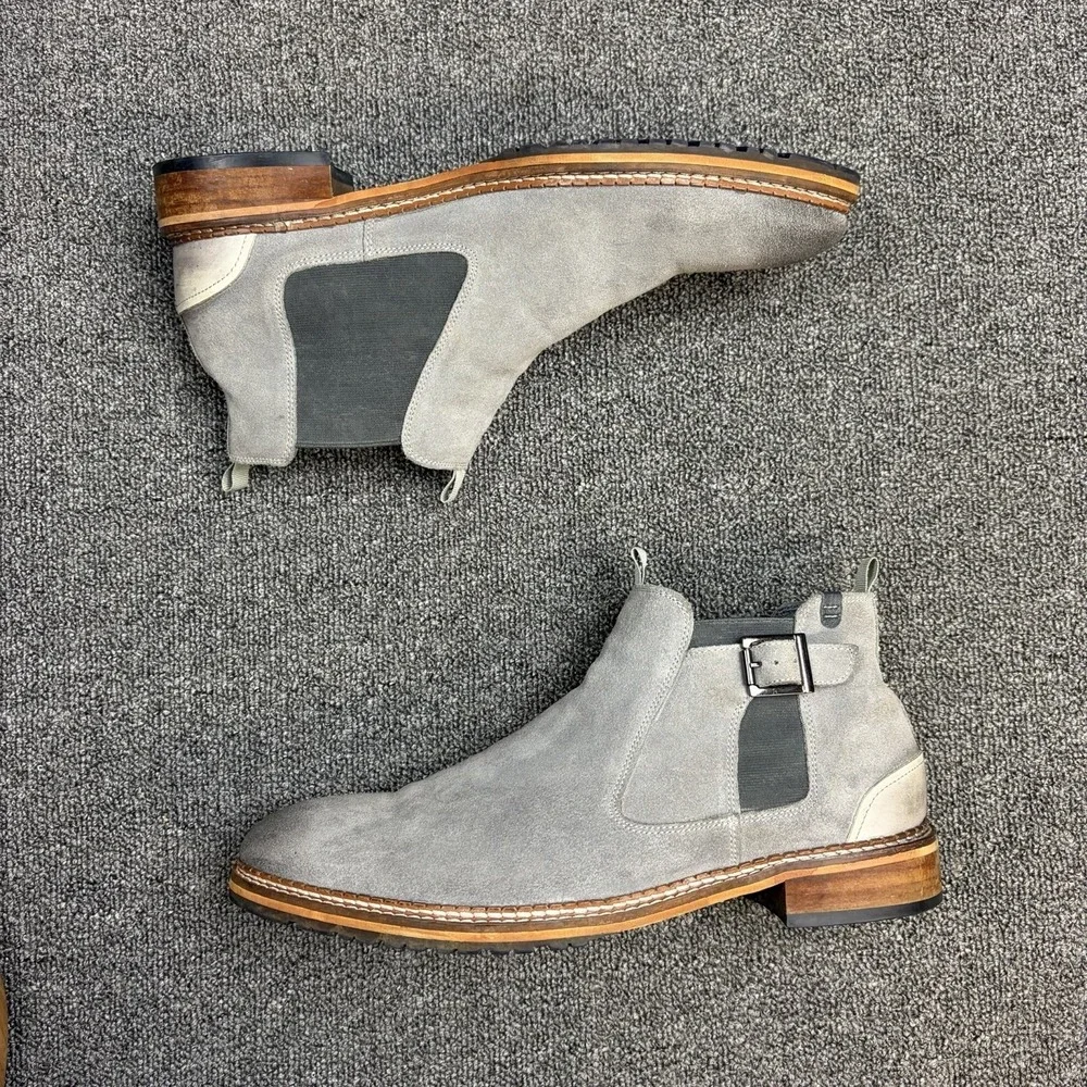 Vintage Foundry Co. Grey Suede Leather Chelsea Boots Blue Mens Size US 11